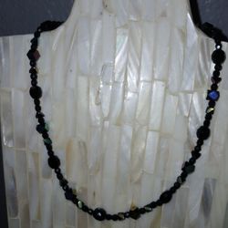 Black Metalic Beaded Necklace 