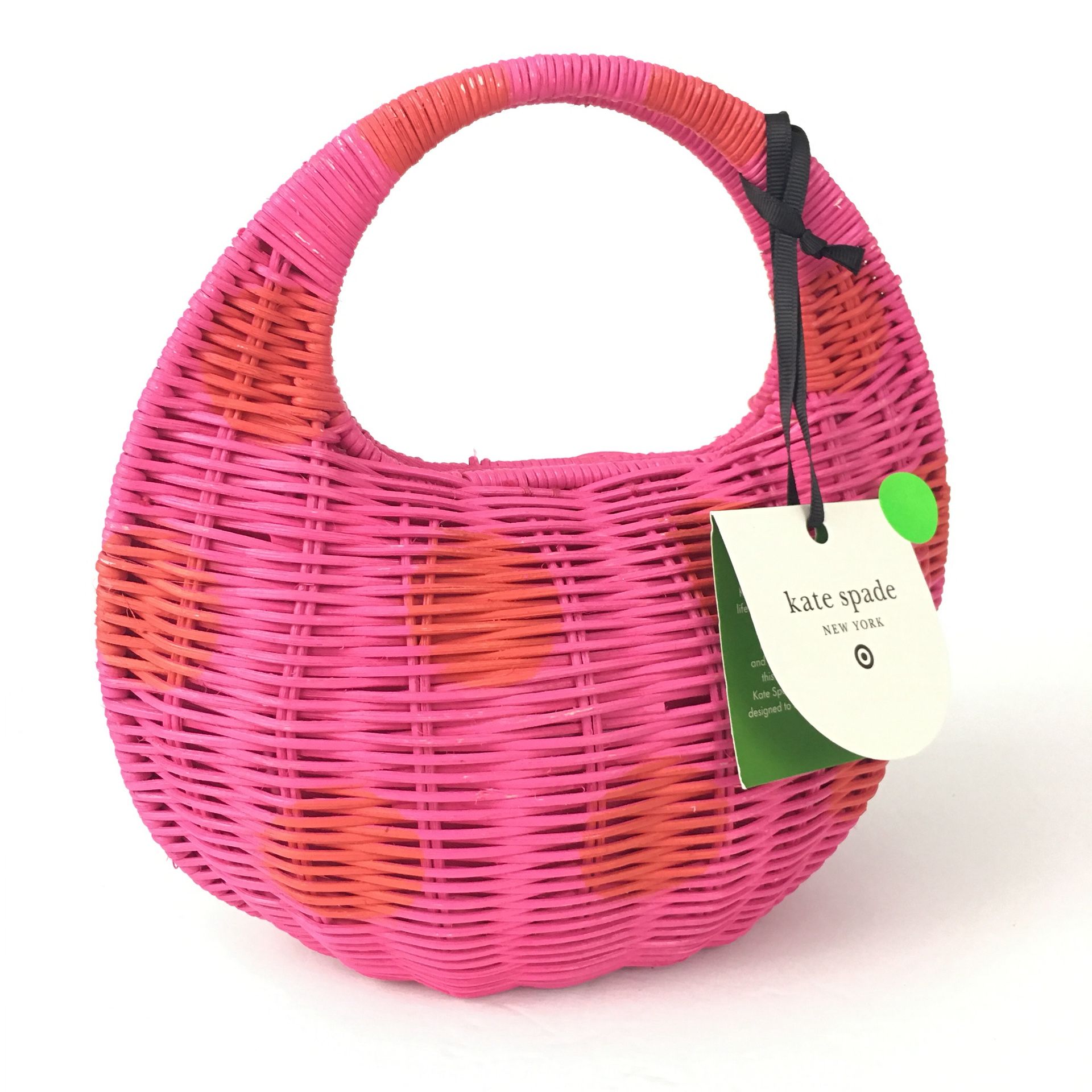 Kate Spade Pink Wicker Crescent Bag