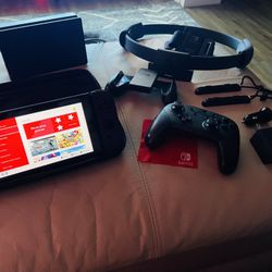 Nintendo Switch w/ Pro Controller, 256gb Samsung EVO, Ring Fit And More  Beautiful Console 