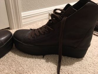 Brown leather Italian platform boots for men.