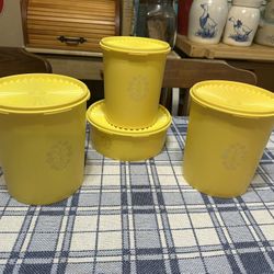 Vintage Tupperware Yellow Canisters 