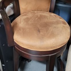 Brown Velor Stool And Black Side Table 