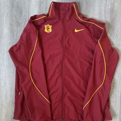 Nike USC Running Full Zip Jacket Sample Team Issued Red Women XL, Men Like M