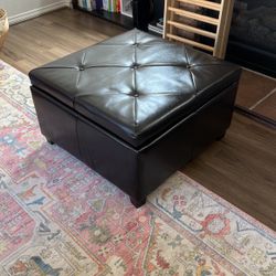 Leather Ottoman with Storage