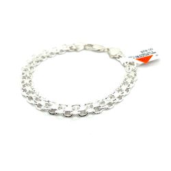 925 Sterling Silver Double Link Bracelet 7.8mm 9.10grams 8” 163195 5