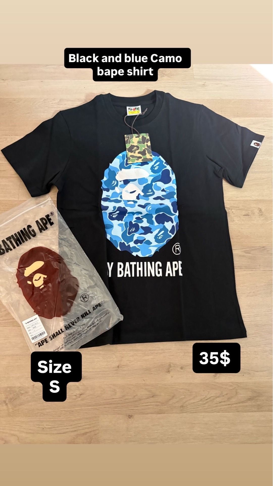 Brand New blue and black camo bape shirt