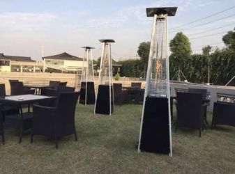 Prymid Heater, 48,000 BTU Patio heater Black Tower Heat-Focusing Propane Gas Outdoor Heater with Wheels