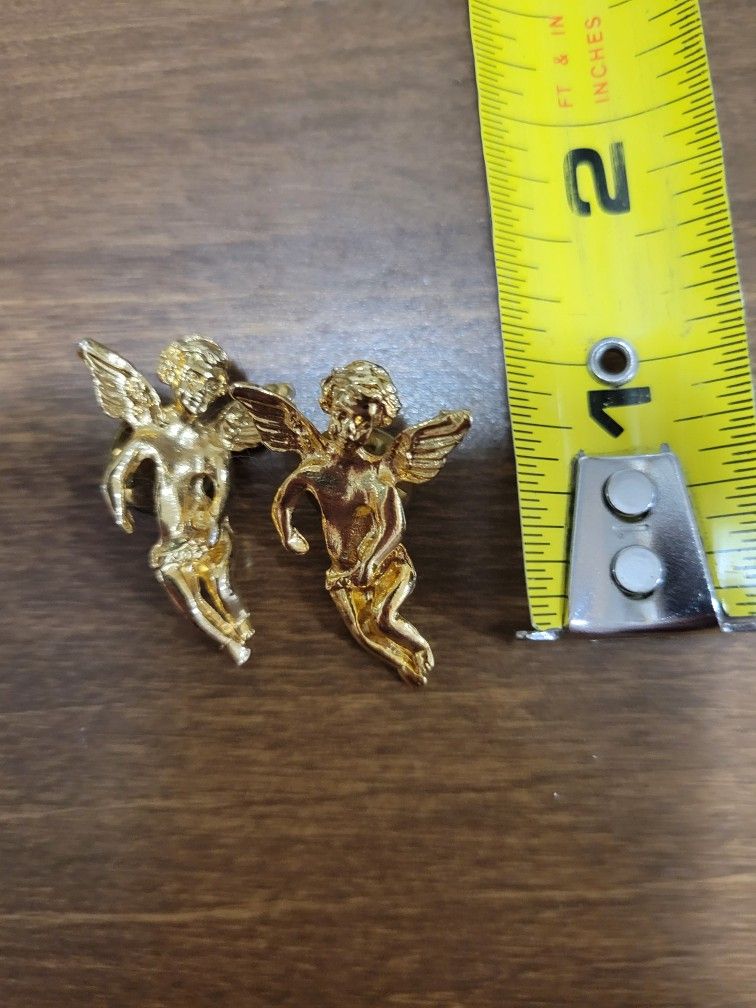 Lot of 2 - Gold Tone Religious Cherub Pins