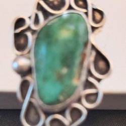 Vintage Silver Turquoise Ring Size 6