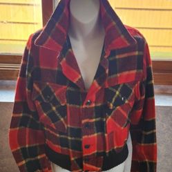 Vintage Retro Women's Plaid Wool Bomber Style  Jacket