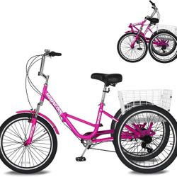 Adult Folding Tricycle 7 Speed 20/24/26 Inch Adult Tricycle