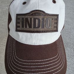Cerveza INDIO Beer Hat – Brown & White Baseball Cap – Adjustable Strap – Embroidered Logo
