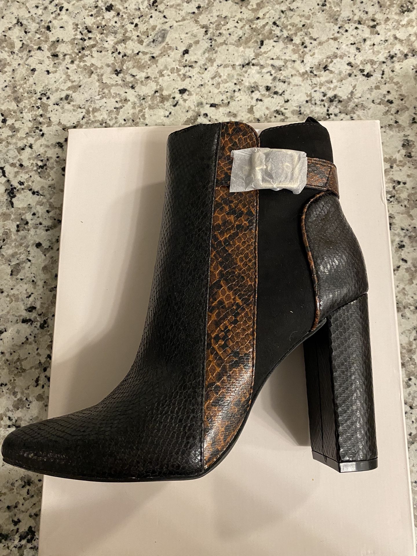 Black And Brown Snake Print Bootie
