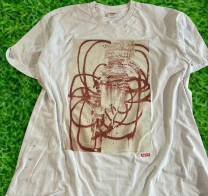 Supreme White Graphic Tee XL - Rare Christopher Wool Artist Collaboration 2001