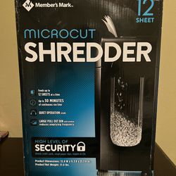 $60 - Member's Mark 12-Sheet Micro-Cut Shredder (new) never opened.