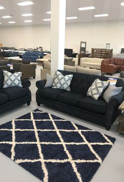 Brand new love seat+ sofa set with nailhead trim