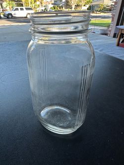 Vintage ribbed Hoosier-style glass canister jar