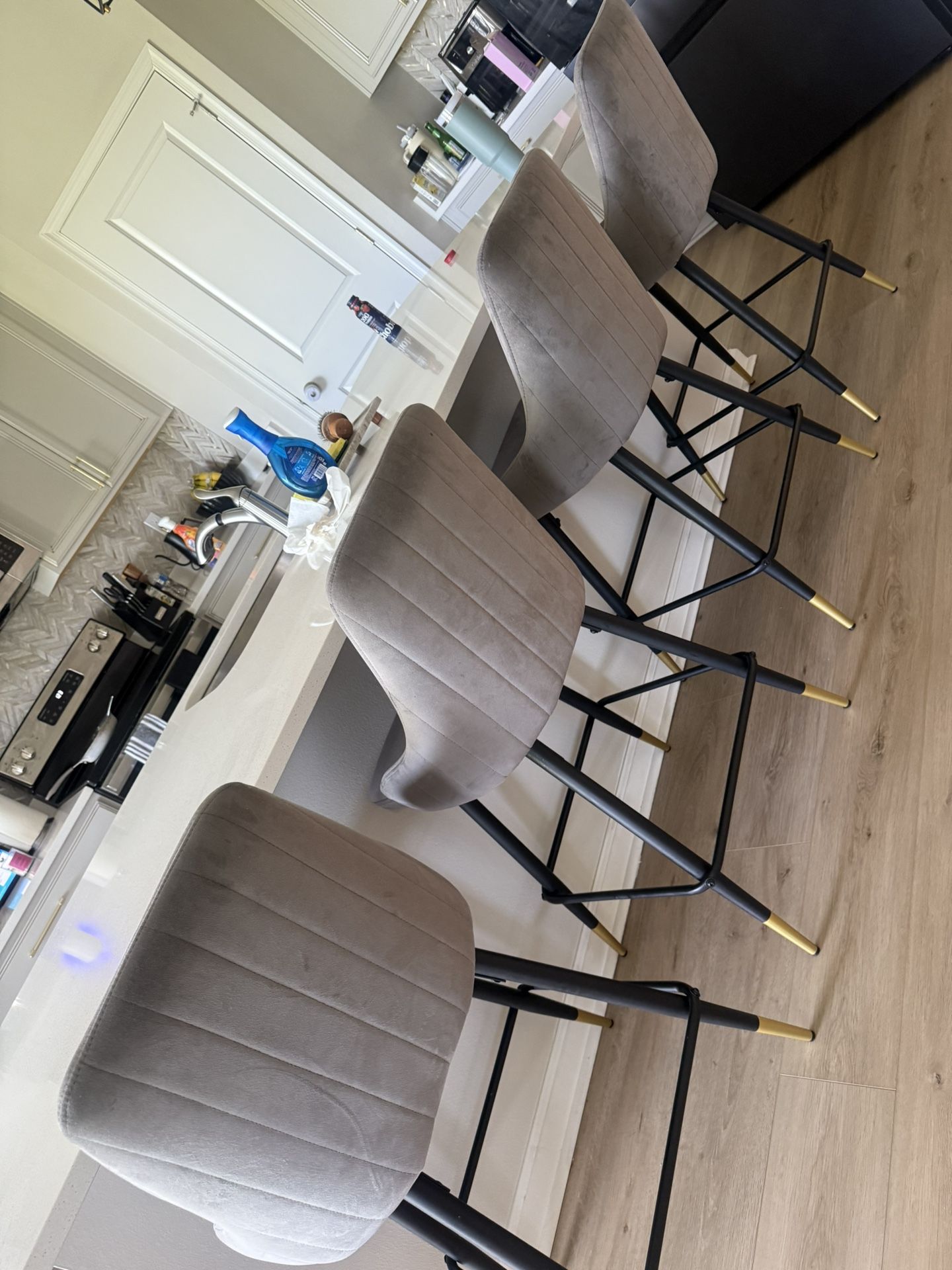 Grey Velvet Counter Chairs