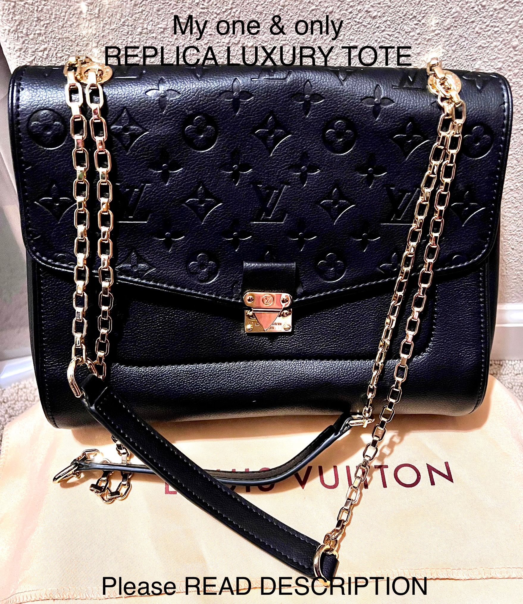 NWT Real leather Women’s Handbag; Monogram Embossed; MM Size; Black Color READ DESCRIPTION