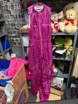 Jolie & Joy Metallic Pink Sleeveless Jumpsuit Girls Size small Statement Piece