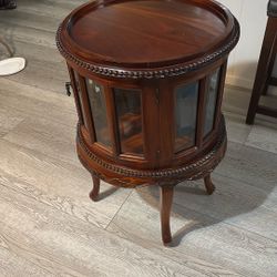 Brown Antique Side Table With Opening Side Doors