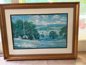 Framed Texas Bluebonnet Landscape Art Print