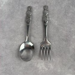 Oneida Peter Rabbit Baby Fork And Spoon Baby Toddler Flatware