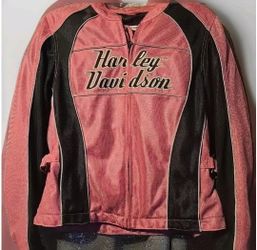 Harley Davidson Pink Black Mesh Spell Out Motorcycle Jacket Size M

