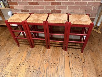 Rustic Woven Bar Stools – Set of 4 13”x13” seats • 26” tall