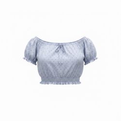 Light Blue Eyelet Crop Top