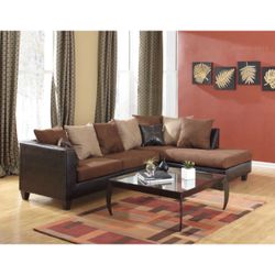 Corner Chaise Chaise Sectional in Red Microsuede