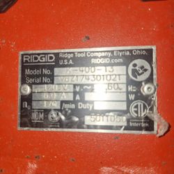 Ridgid Sewer Cleaner $300.00