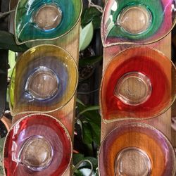 Colorful Glass Cups & Saucers
