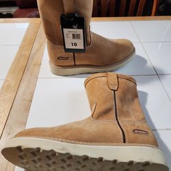 New Dickies Wheat Color Pull On Work Boots Size 10