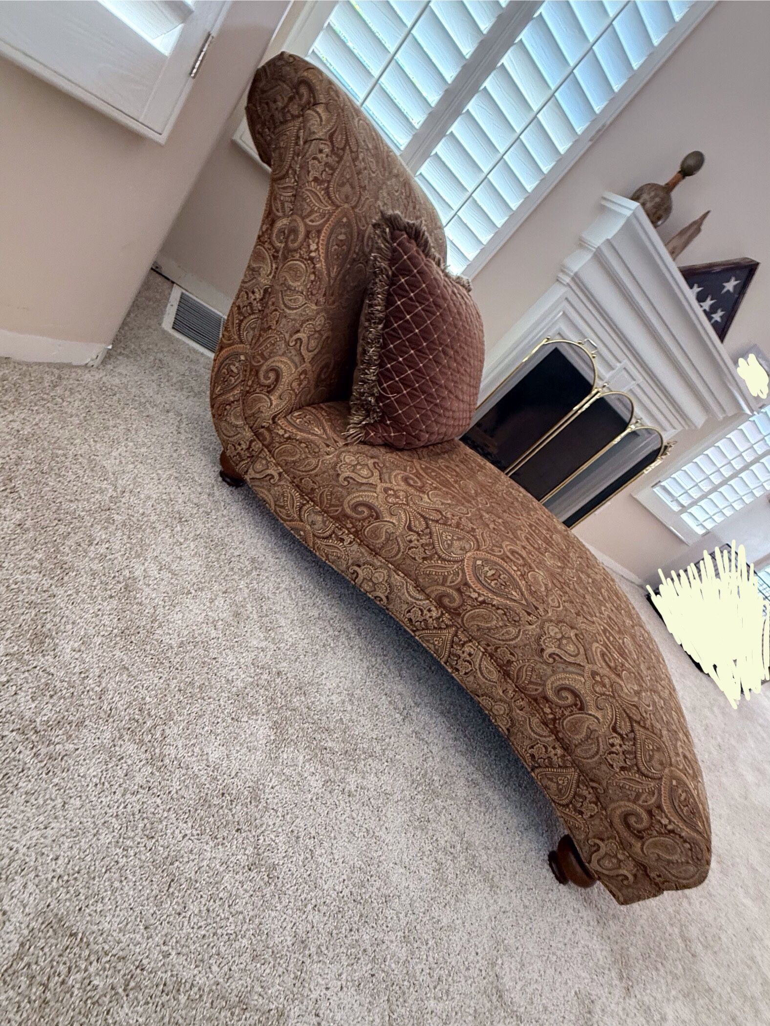 Valencia Paisley Antique Looking Chair & A Half With Ottoman & Matching Chaise Lounge