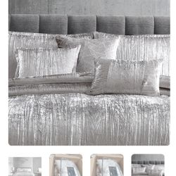 Riverbrook Home Turin Comforter Set, Queen, Silver, 7-Piece Set Silver Queen