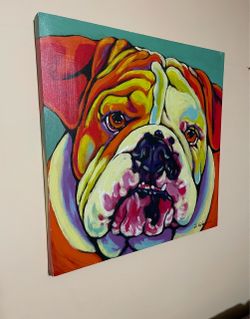 Colorful Bulldog Portrait Canvas Painting
