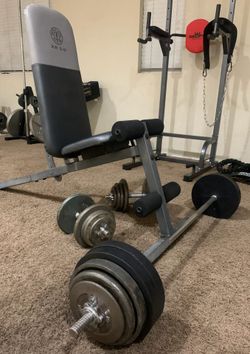 250 lbs Dumbbells Barbell Weight Bench Set