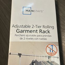 Mainstays Adjustable 2-Tier Rolling Garment Rack