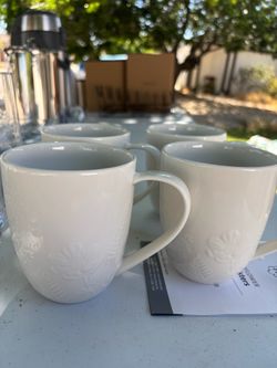 Princess house White Ceramic Coffee Mugs Set of 4