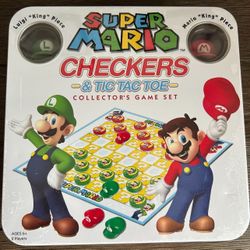 Super Mario Checkers And Tic Tac Toe Collector’s Game  Set