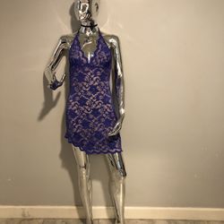 Midi Dress, Purple Lace Halter, L