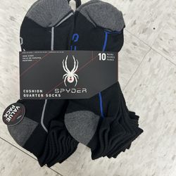 NWT Spyder men’s cushion quarter socks 10 pairs