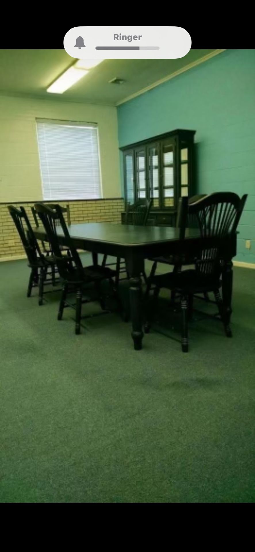 County Blue Dining room Set And Hutch. Too Quality Paid Over $5000 New