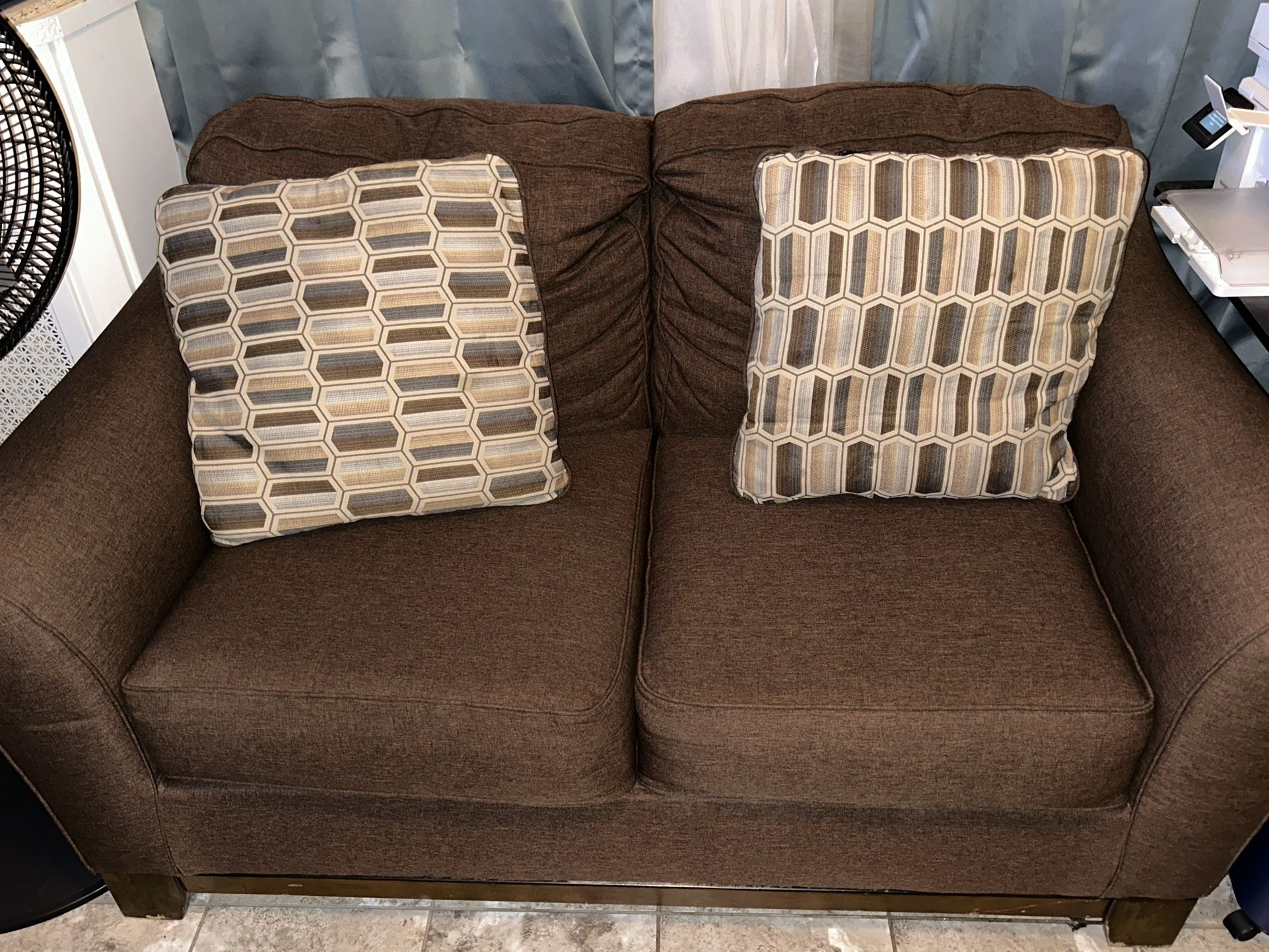 Sofa And Love Seat Brown With Cushions