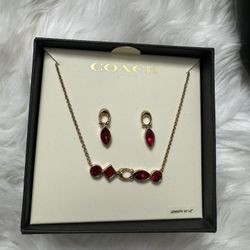 Coach Earrings And Necklace Set