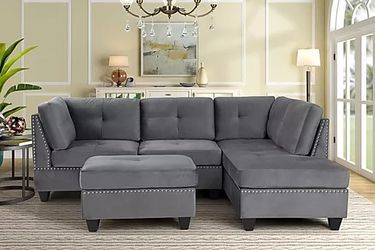 New Grey Sectional with Ottoman