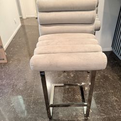 Five Grey Suede Bar Stools 