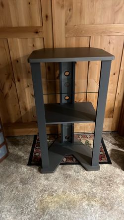 Dark Gray AV Media Stand with Glass Shelves
