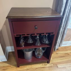 Wine Glass And Storage Accent Piece For Sale